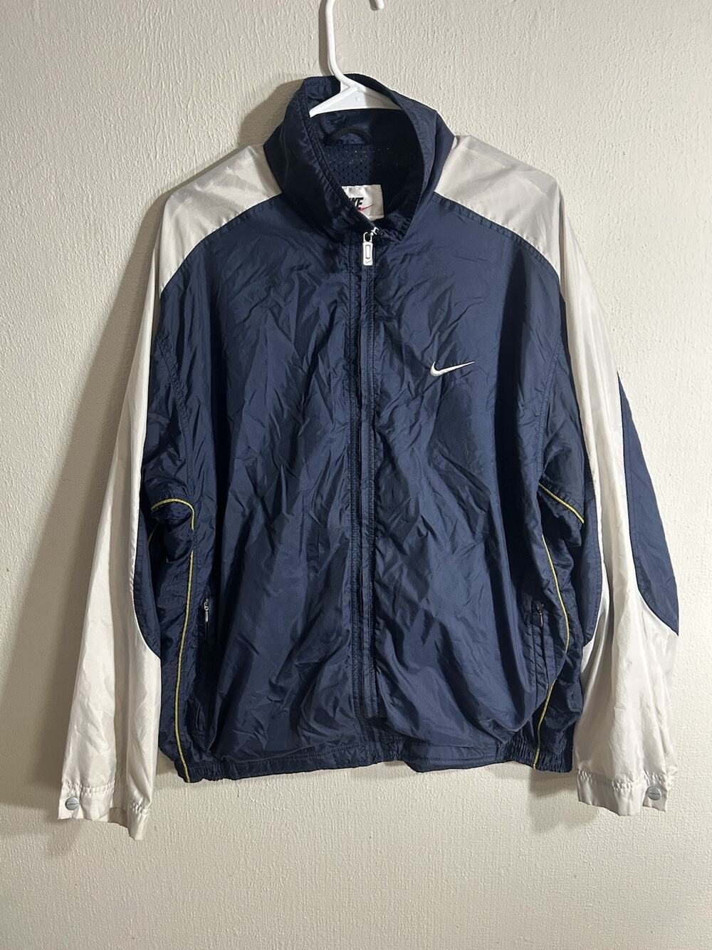 Nike Windbreaker Track Jacket Mens XL Vintage 90s Colorblock Navy Blue Grey Tech